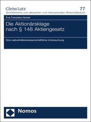 cover image of Die Aktionärsklage nach § 148 Aktiengesetz
